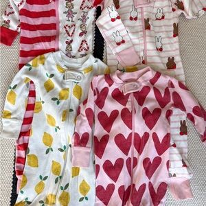 Lot of 4 Hanna Andersson Kids' Zip Up Pajamas